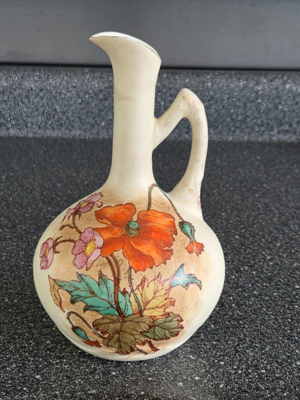 Robert Hanke Hand Painted Porcelain Vase Royal Leicester Orange Pink Poppies